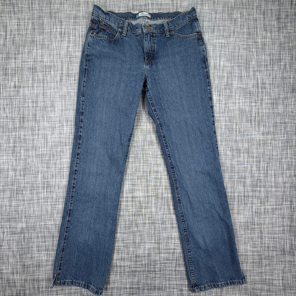 Wrangler Cash Womens 9/10x34 Bootcut Jeans Cotton Cowgirl Ultimate Riding Blue